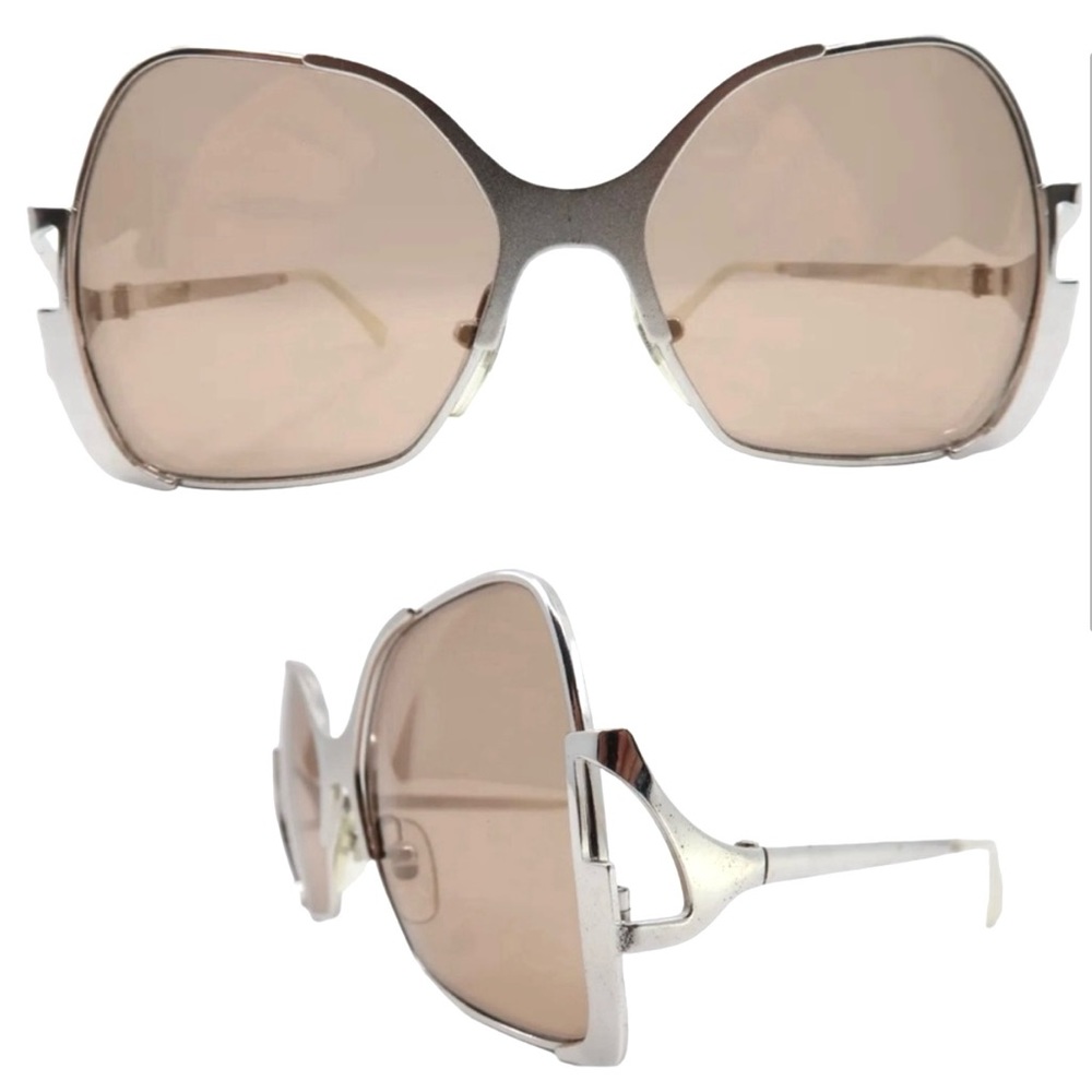 60’s Metallic Silver Steel Sunglasses, LADY Ritz International, Made in Germany - Picture 4 of 5